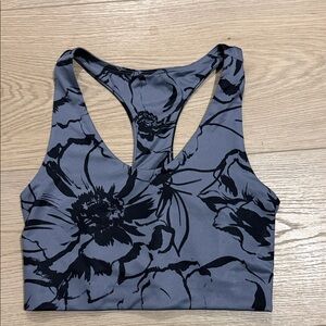 Zella Gray and Black Floral Sports Bra